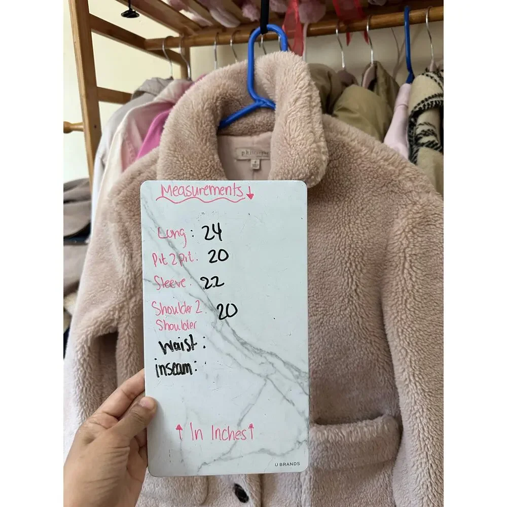 Philosophy Fuzzy‎ Coat Jacket Womens Small Faux Fur Button Up Pink